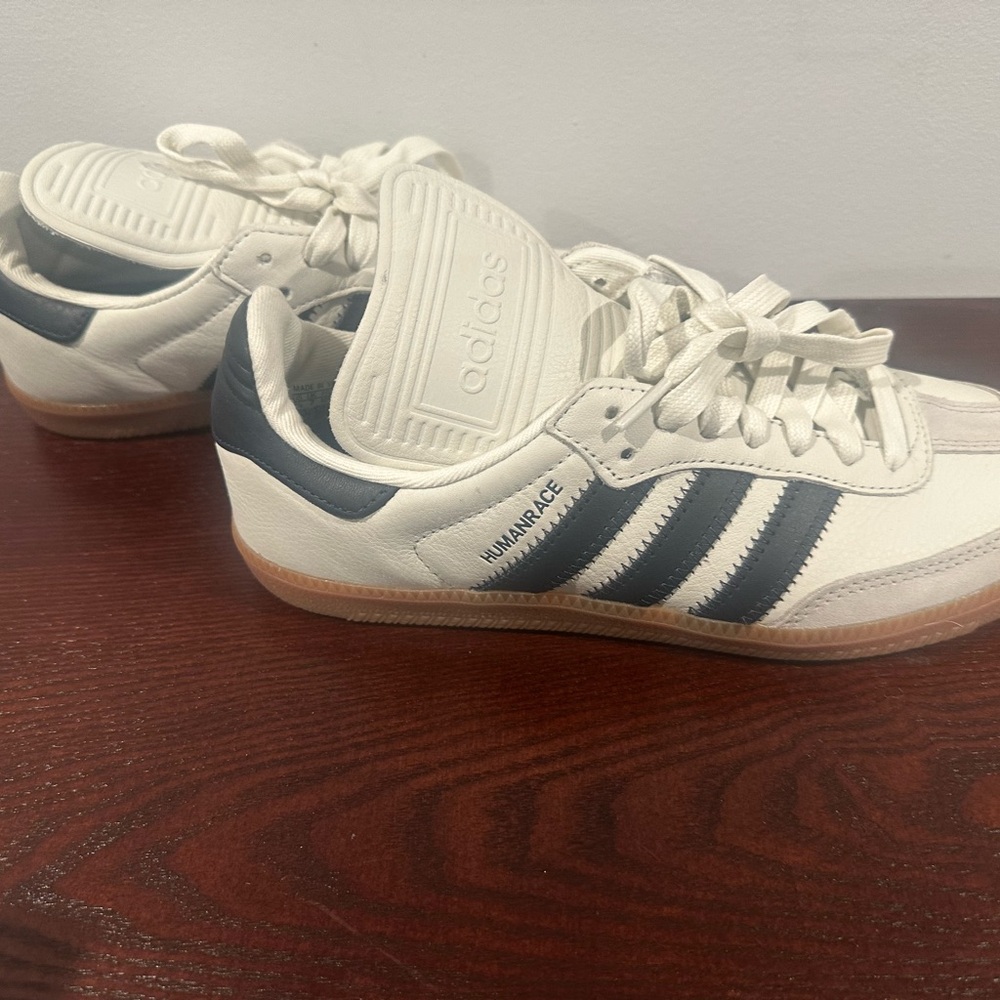 Adidas White and black Sneakers  Human race samba  men 7..5      Women   8.5
